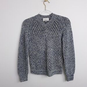 3.1 Phillip Lim Womens size S Blue Ivory Crew Neck Knit Sweater Top designer